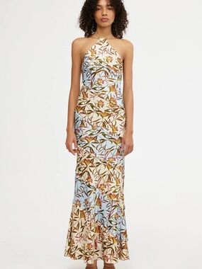 Significant Other Murphy Maxi Dress in Fleur Splice l Satin silky floral halter
